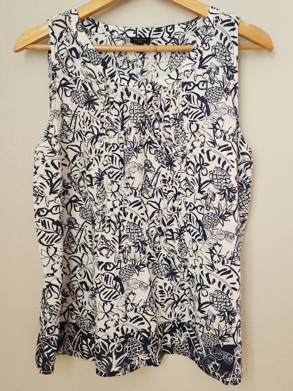 Talbots 100% Linen Sleeveless Shirt Womens Petite XL